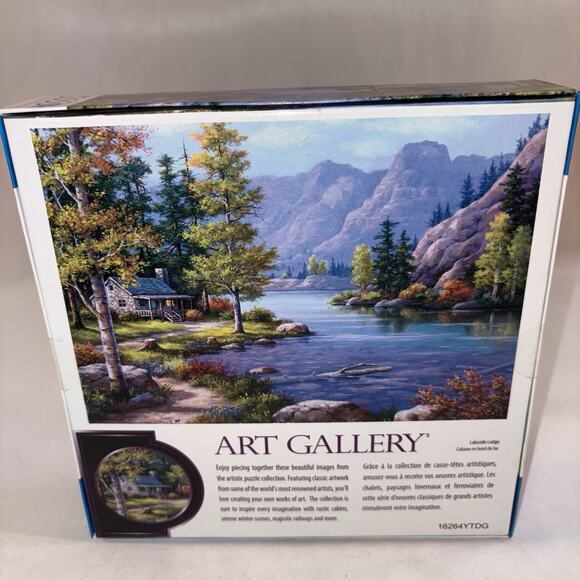 Art Gallery LAKESIDE LODGE Sure-Lox 1000 Pc Jigsaw Puzzle Lake Cabin Sealed NEW - Picture 4 of 5